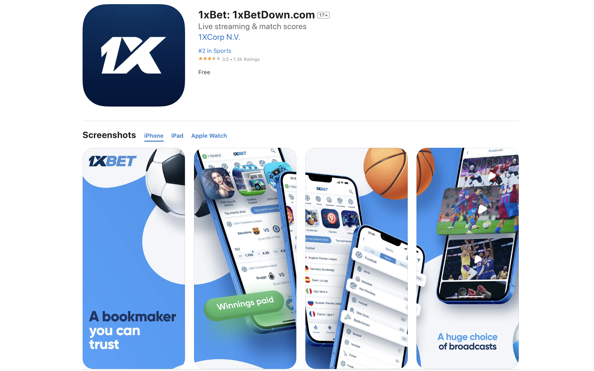 هل 1xbet متاح على iPhone ؟